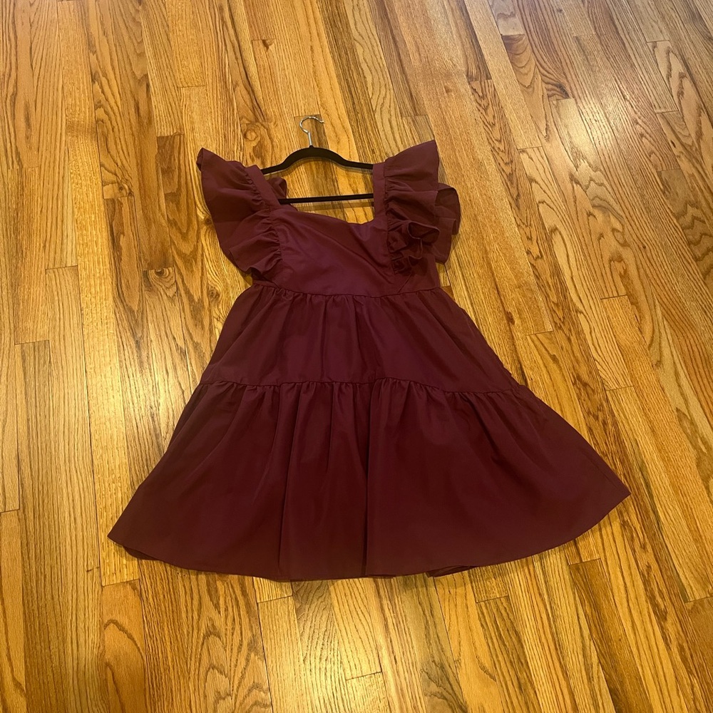 Plum Ruffle Sleeve Dress